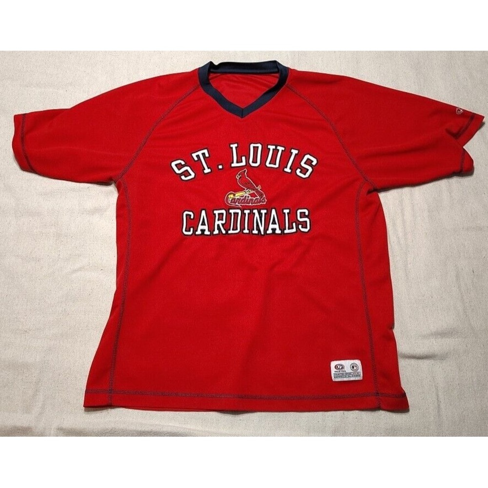 St. Louis Cardinals Baseball True Fan Size Large‎ Red Shirt Embroidered